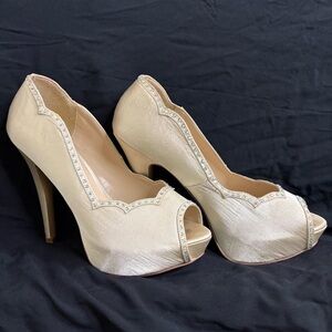Elegant Cream Peep-Toe Heels